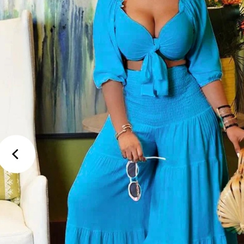 2 piece halter and wide leg pants